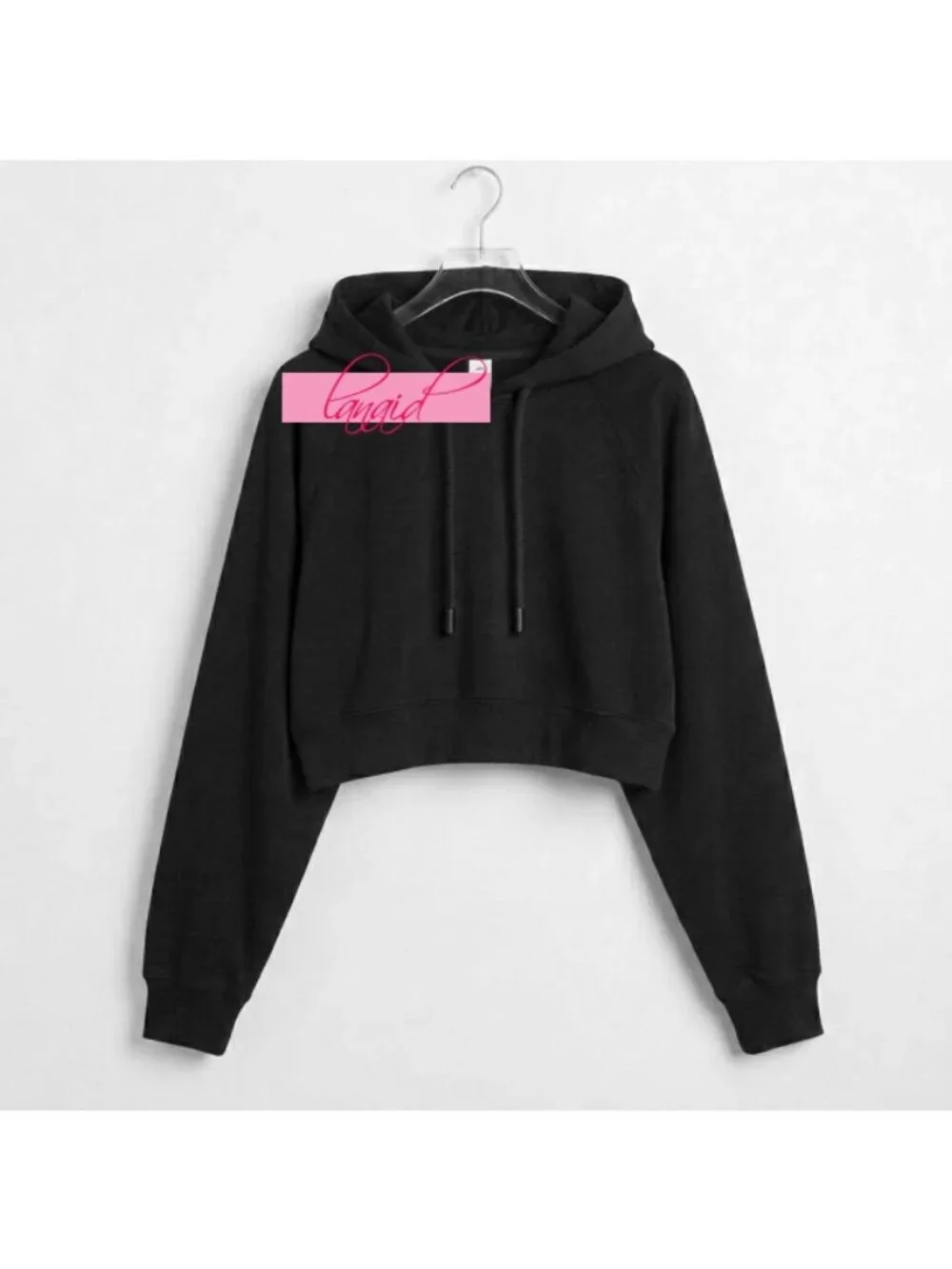 Alo Cropped Double Take Hoodie Black Hooded Hood Pullover Stretchy Sweatshirt S